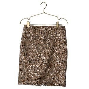 J Crew Womans Leopard Print Pencil Skirt Elastic Waist Casual Career Size 2 0078